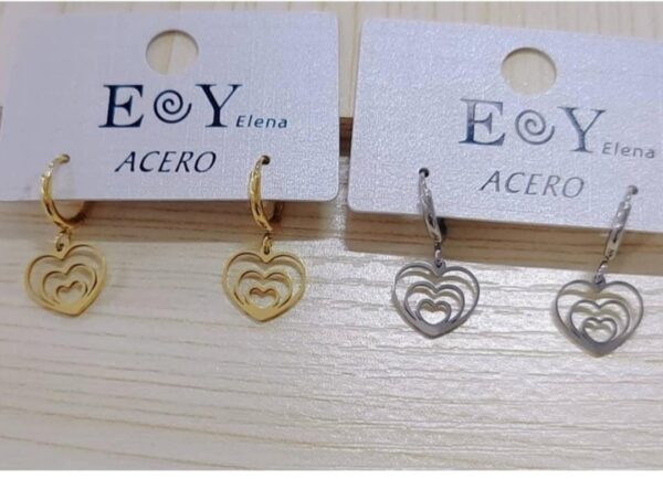 Aros de acero colgante corazón triple